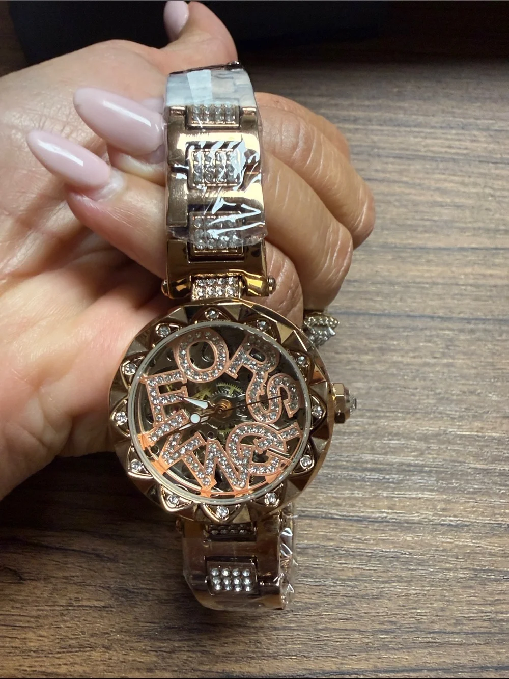 Rose Gold Women's Crystal Accent Watch Bracelet